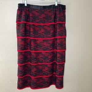 CHAMPAGNE ITALY Skirt Black & Red Tired Statement MIDI Special Occasion 18